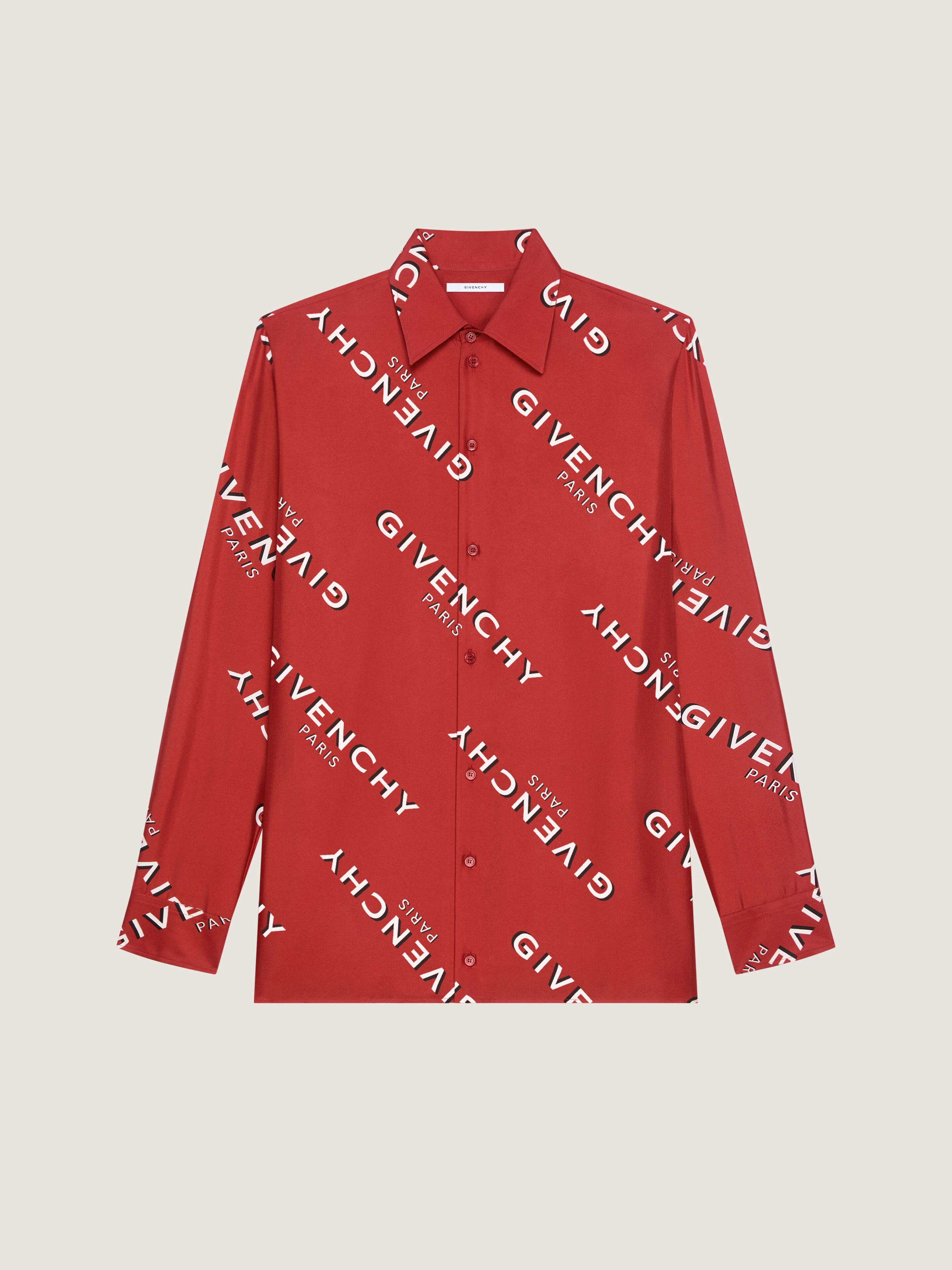 Shirt in silk twill with GIVENCHY shadow print